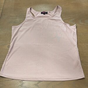 Chic Light Pink Ribbed Tank Top